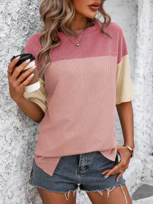 Maddison Color Block Round Neck Half Sleeve T-Shirt