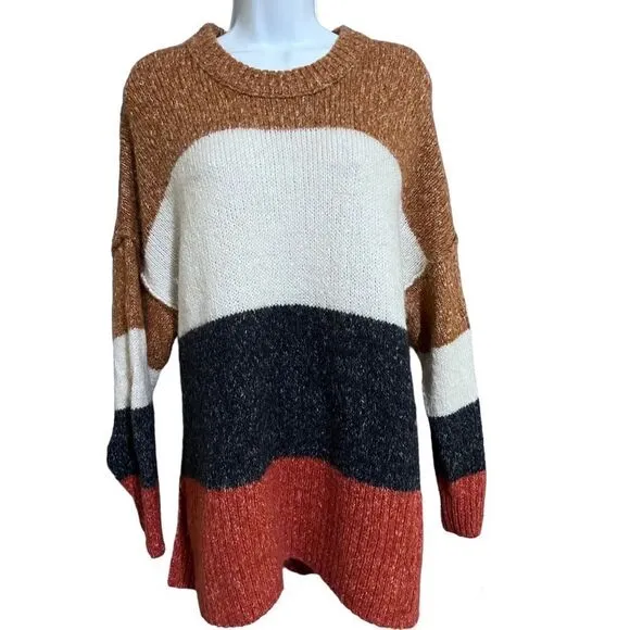 Madewell Alpaca wool color block tunic length sweater, size large