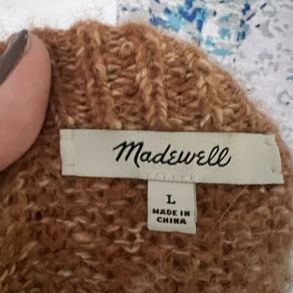 Madewell Alpaca wool color block tunic length sweater, size large