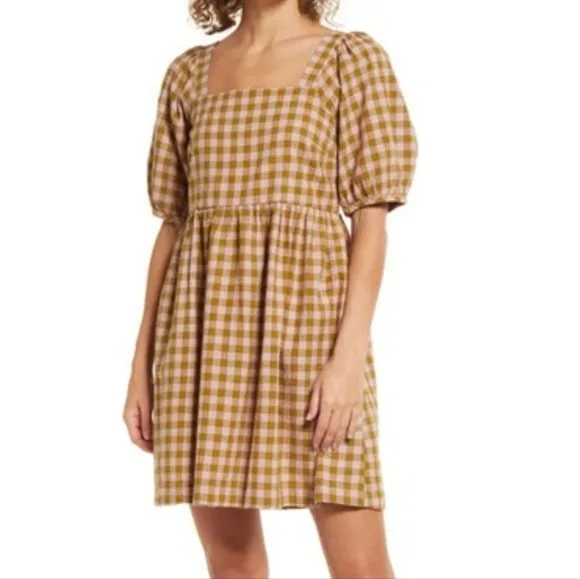 Madewell Gingham Mini Dress Size XS in Plaid