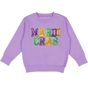 Mardi Gras Kids Patch Sweatshirt - Lavender