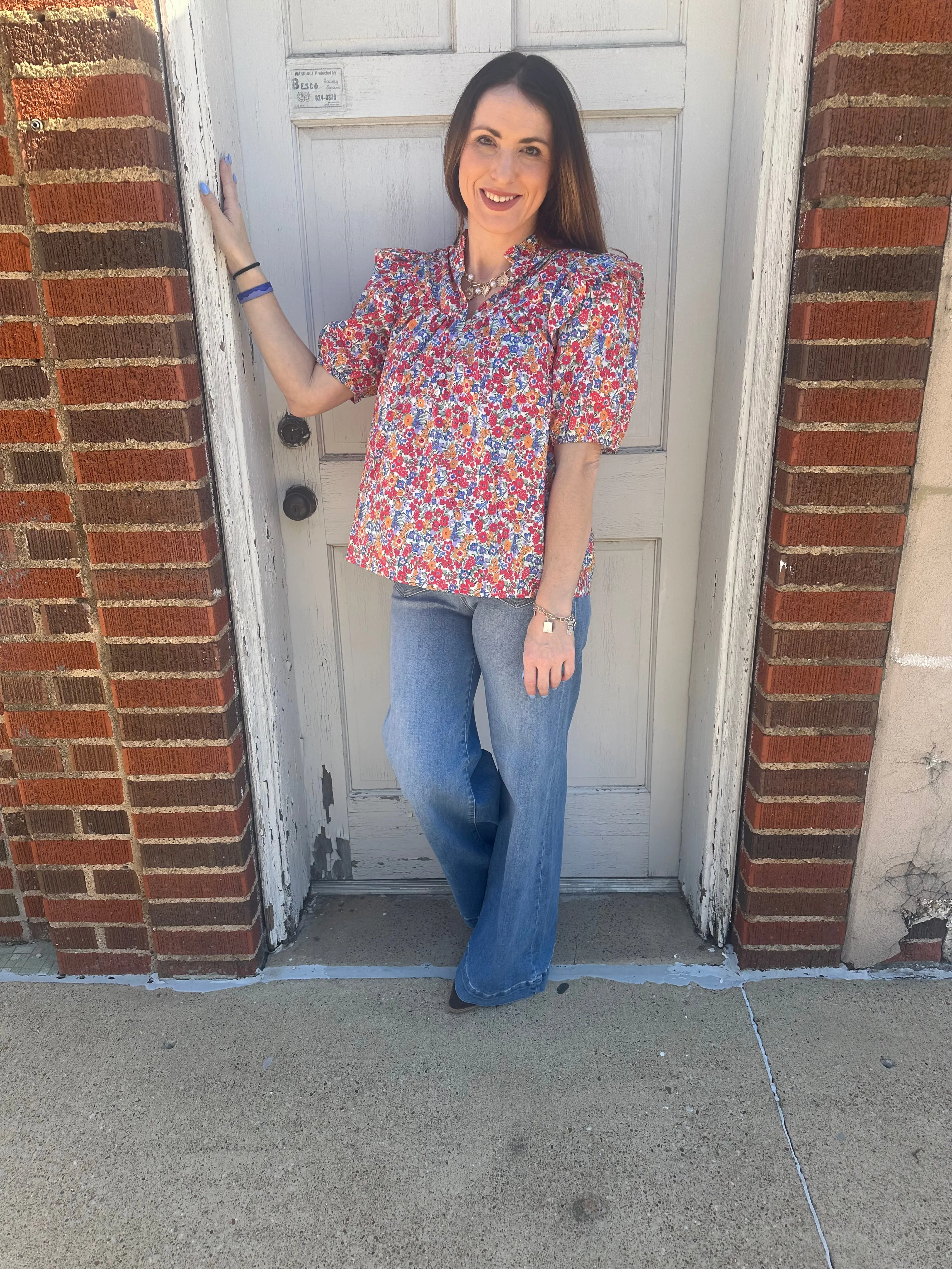 Meadow Breeze Top: Red Mix