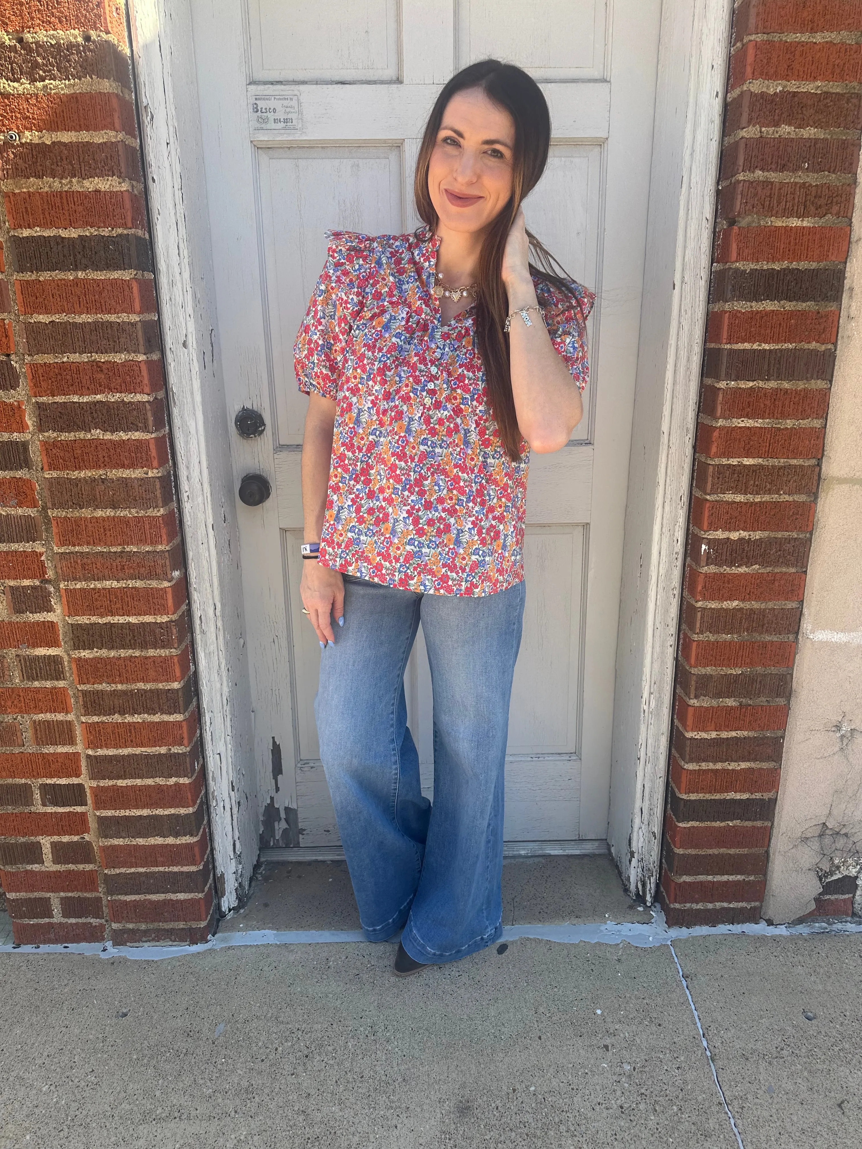 Meadow Breeze Top: Red Mix