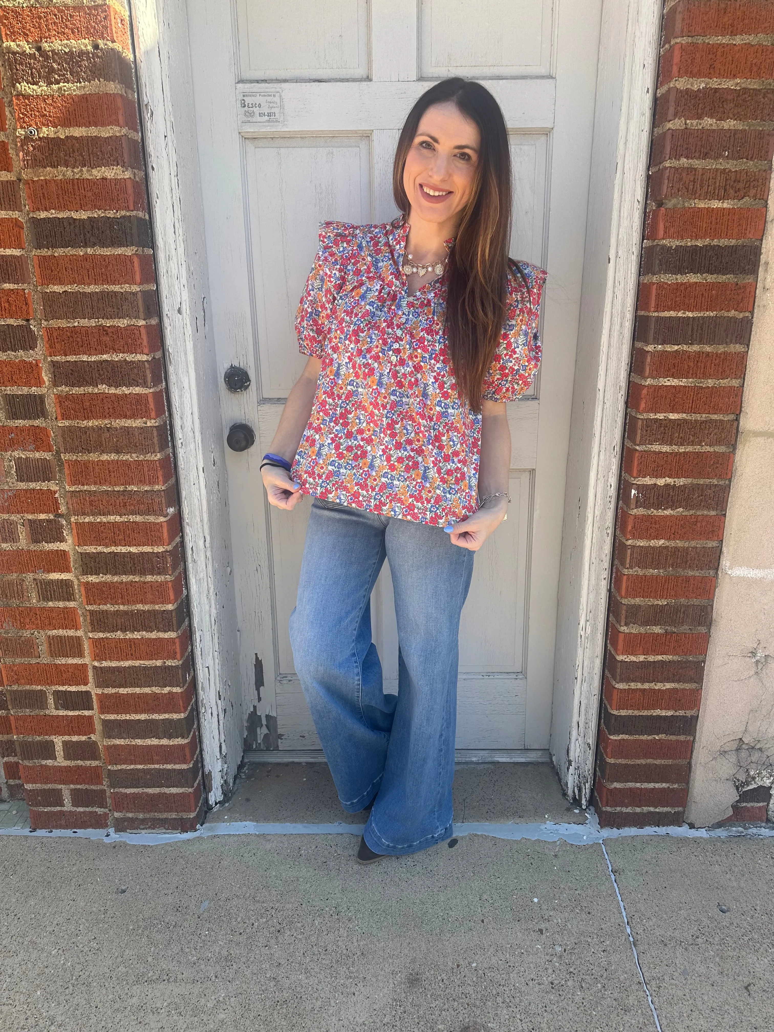 Meadow Breeze Top: Red Mix