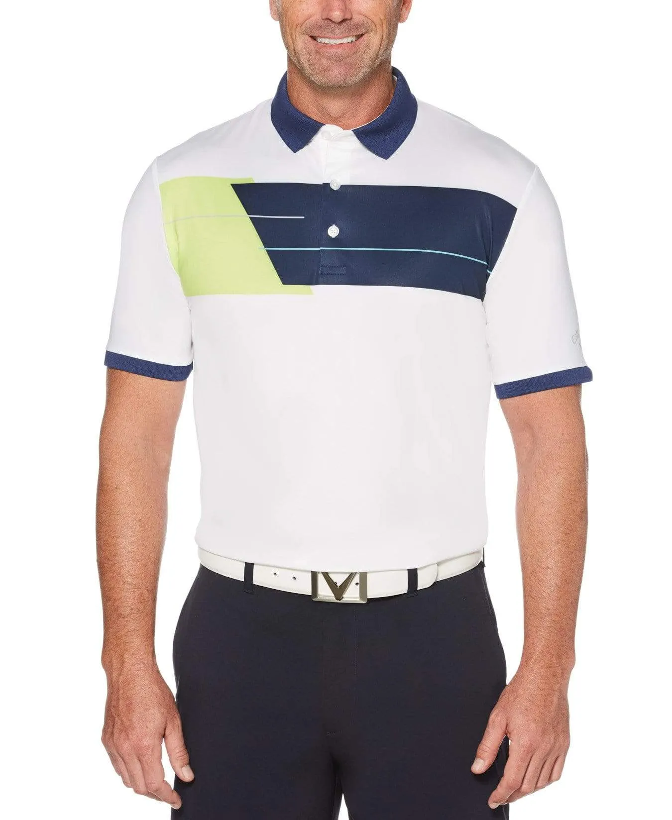 Mens Block Chest Print Polo