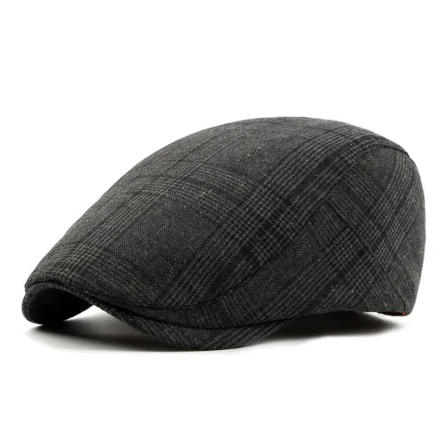 Men's Vintage Retro Plaid Beret Hat - Coffee,Black,Gray