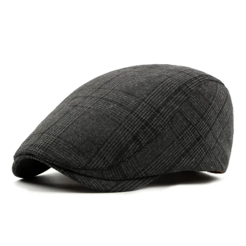 Men's Vintage Retro Plaid Beret Hat - Coffee,Black,Gray