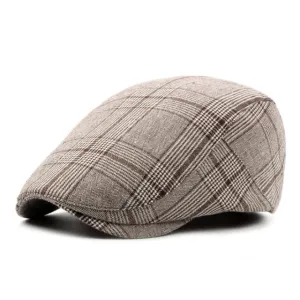 Men's Vintage Retro Plaid Beret Hat - Coffee,Black,Gray
