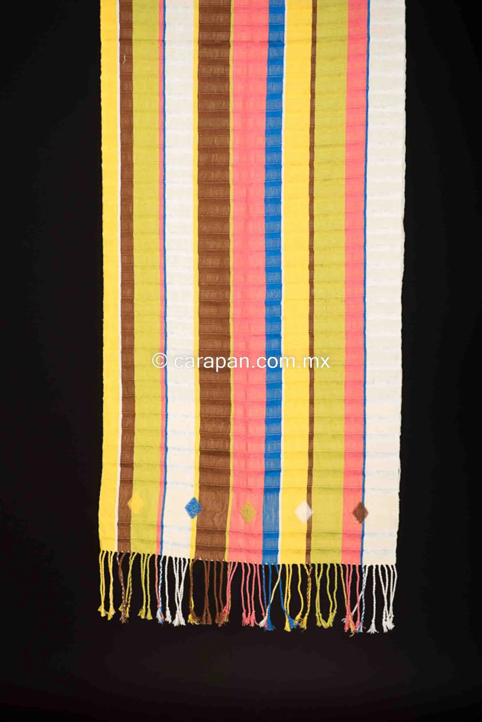 Mexican Shawl Cotton Striped Rebozo Wrap Runner by Indigenous People