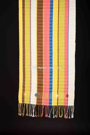 Mexican Shawl Cotton Striped Rebozo Wrap Runner by Indigenous People