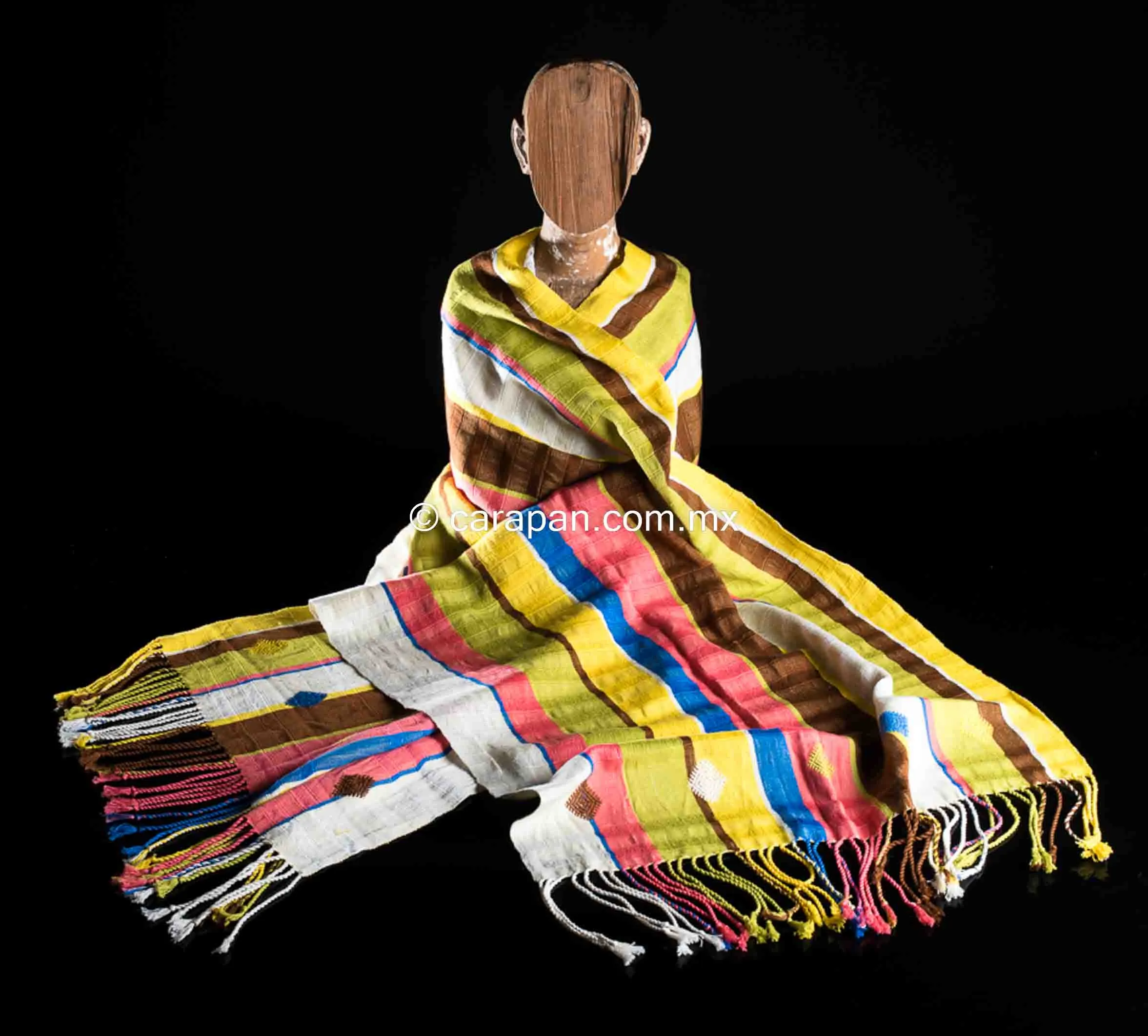 Mexican Shawl Cotton Striped Rebozo Wrap Runner by Indigenous People