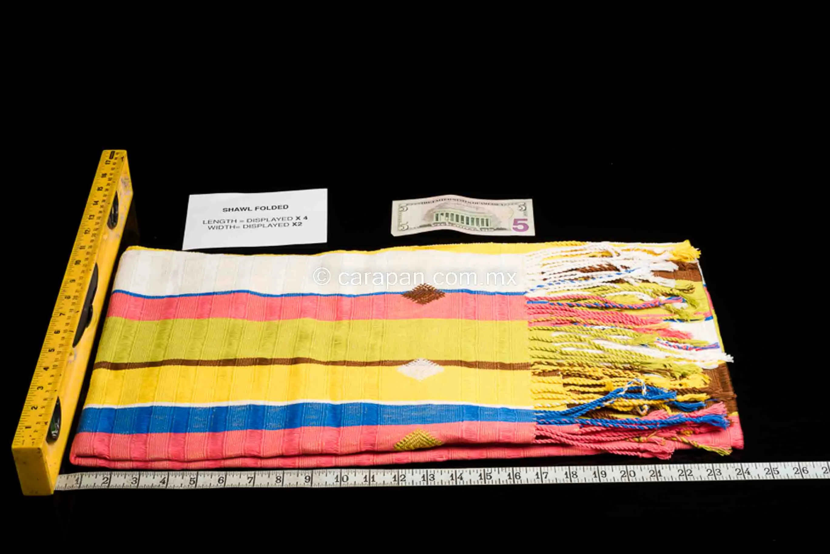 Mexican Shawl Cotton Striped Rebozo Wrap Runner by Indigenous People