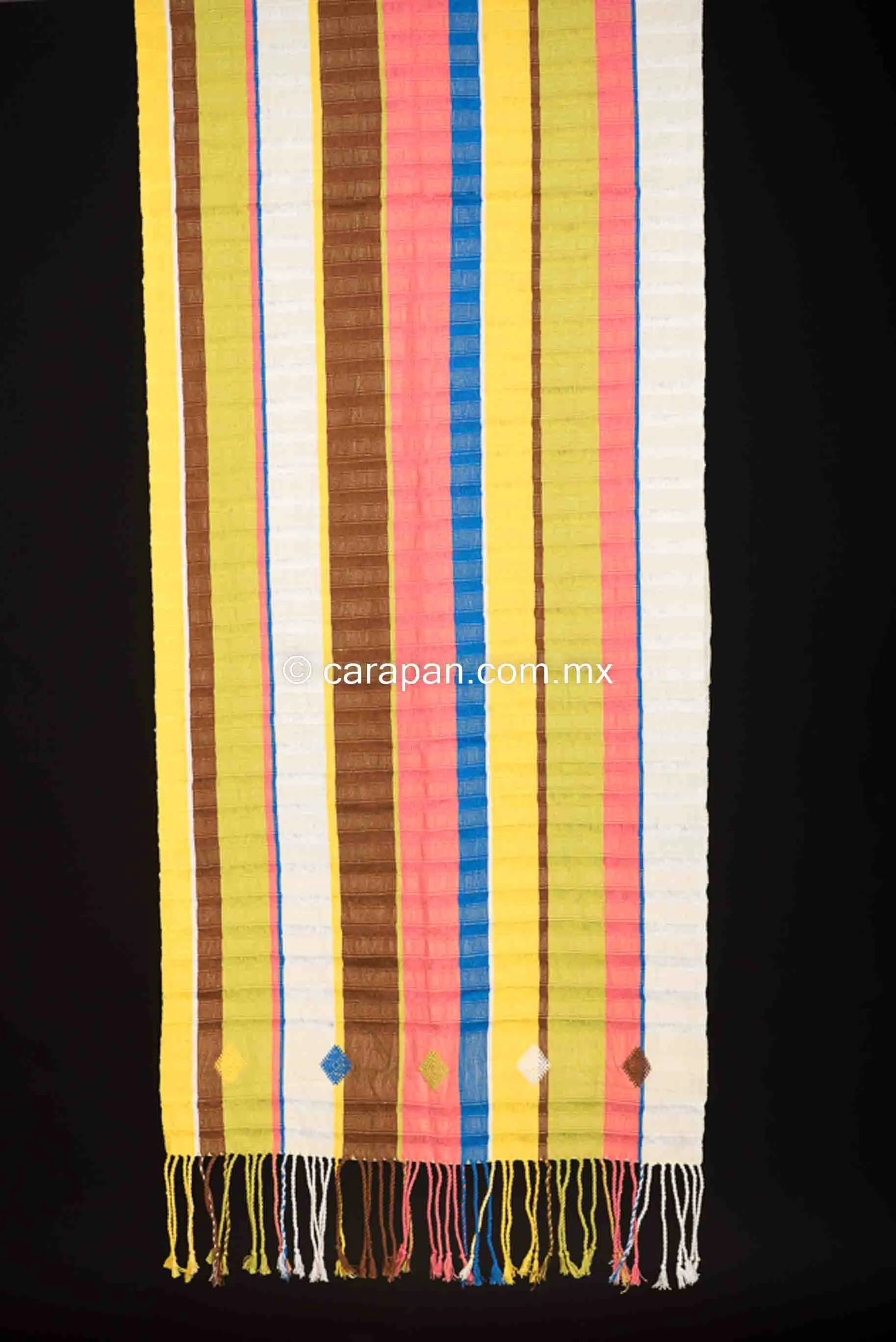 Mexican Shawl Cotton Striped Rebozo Wrap Runner by Indigenous People