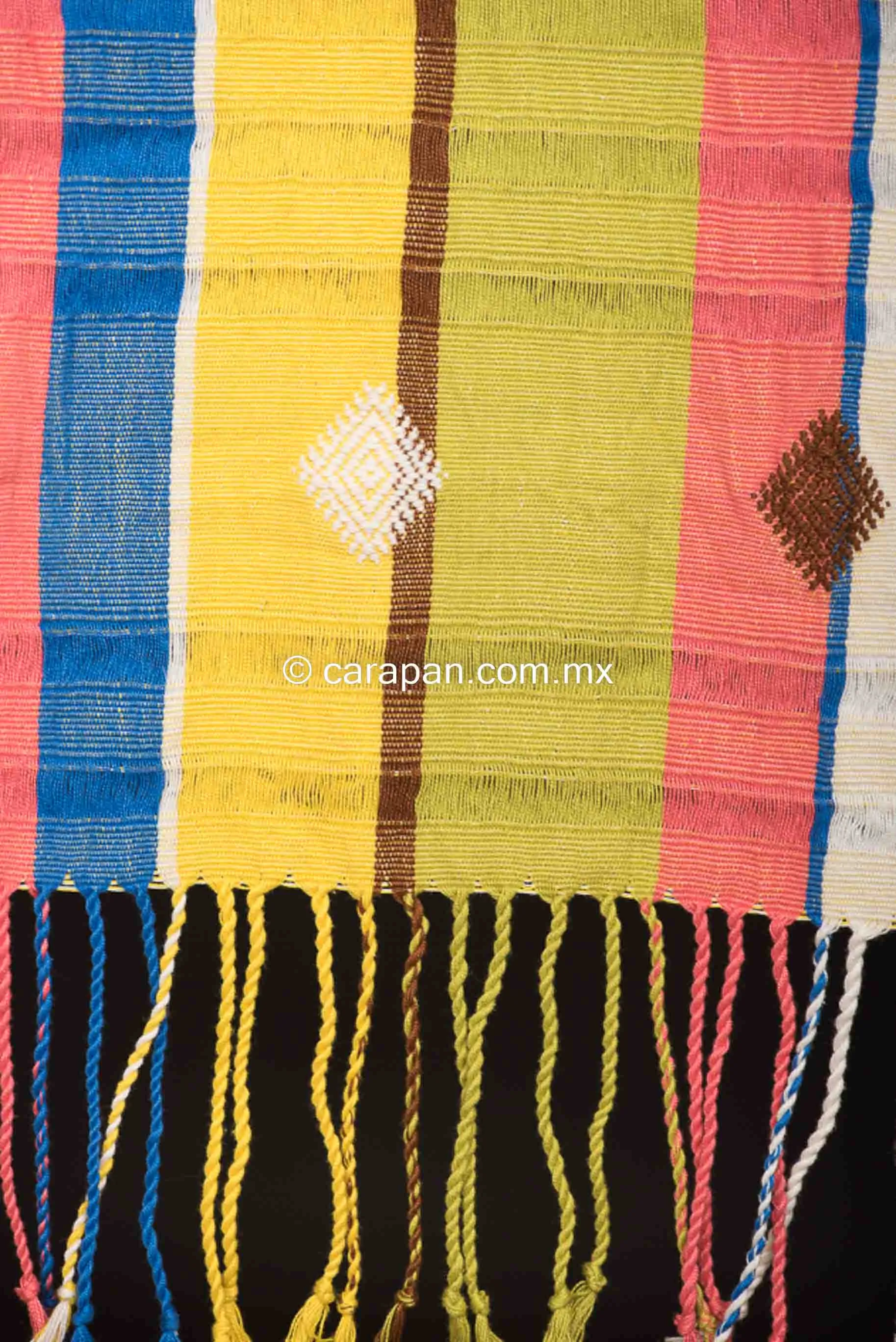 Mexican Shawl Cotton Striped Rebozo Wrap Runner by Indigenous People