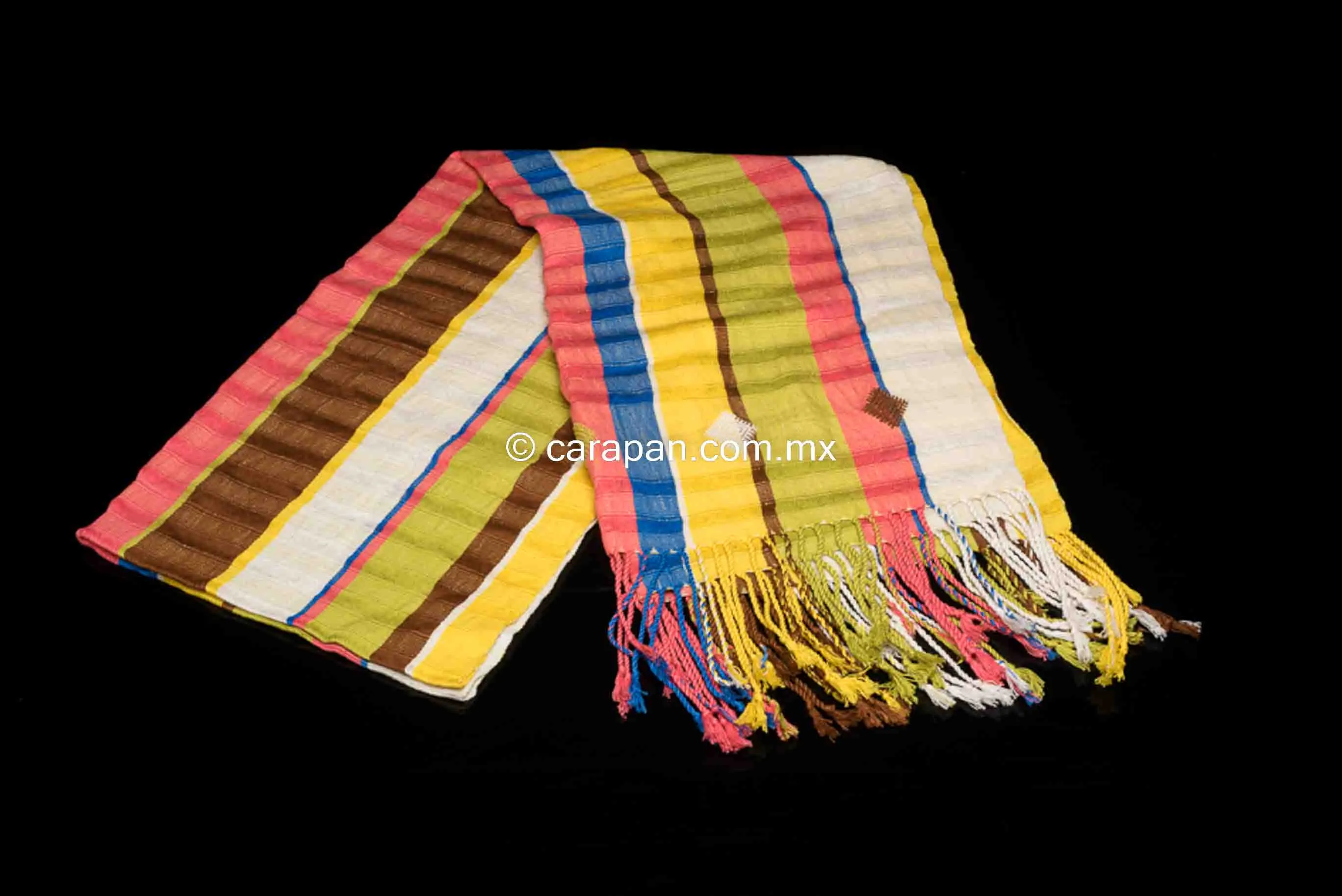 Mexican Shawl Cotton Striped Rebozo Wrap Runner by Indigenous People