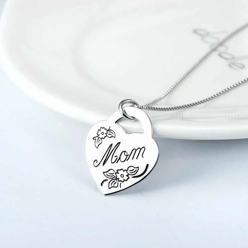 Mom’s Love Mom Heart Charm Pendant Necklace
