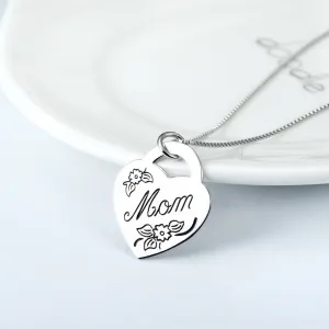 Mom’s Love Mom Heart Charm Pendant Necklace