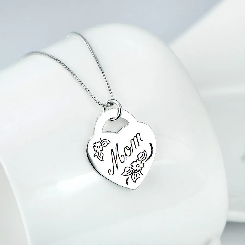 Mom’s Love Mom Heart Charm Pendant Necklace