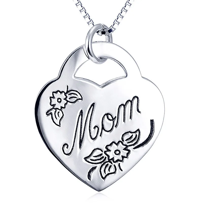 Mom’s Love Mom Heart Charm Pendant Necklace