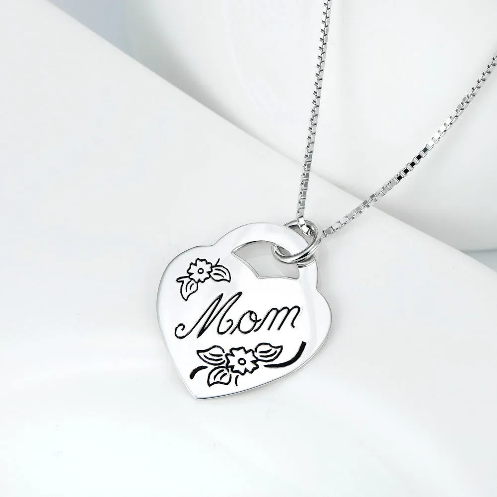 Mom’s Love Mom Heart Charm Pendant Necklace
