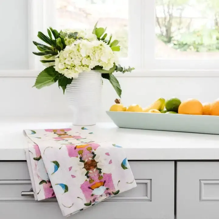 Monet's Garden Tea Towel in Pink