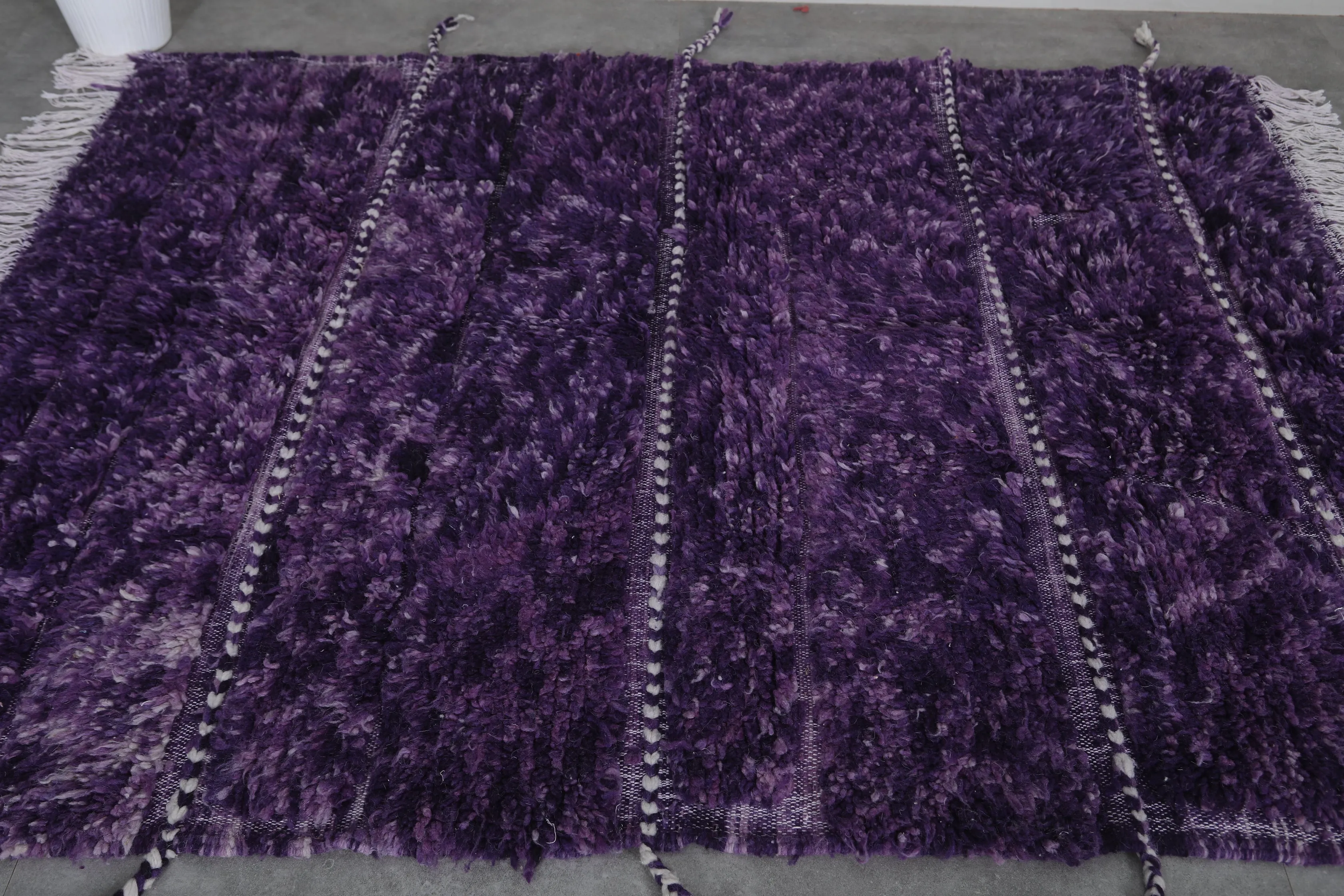 Moroccan Berber Rug 5.1 x 6.4 Ft - Purple Handmade Wool