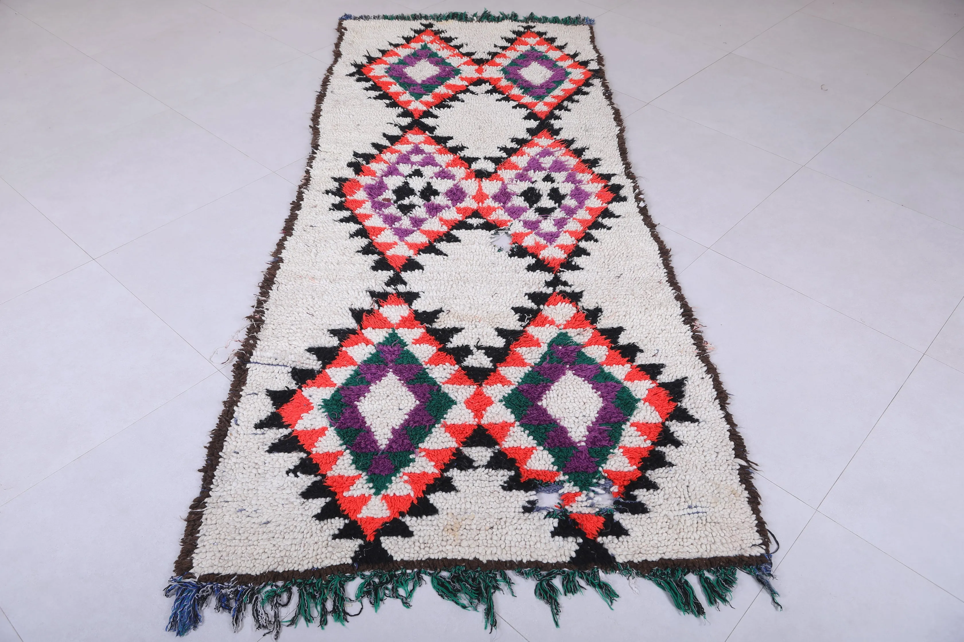 Moroccan Berber Rug - Bold Geometric Design 3.3ft x 8.2ft