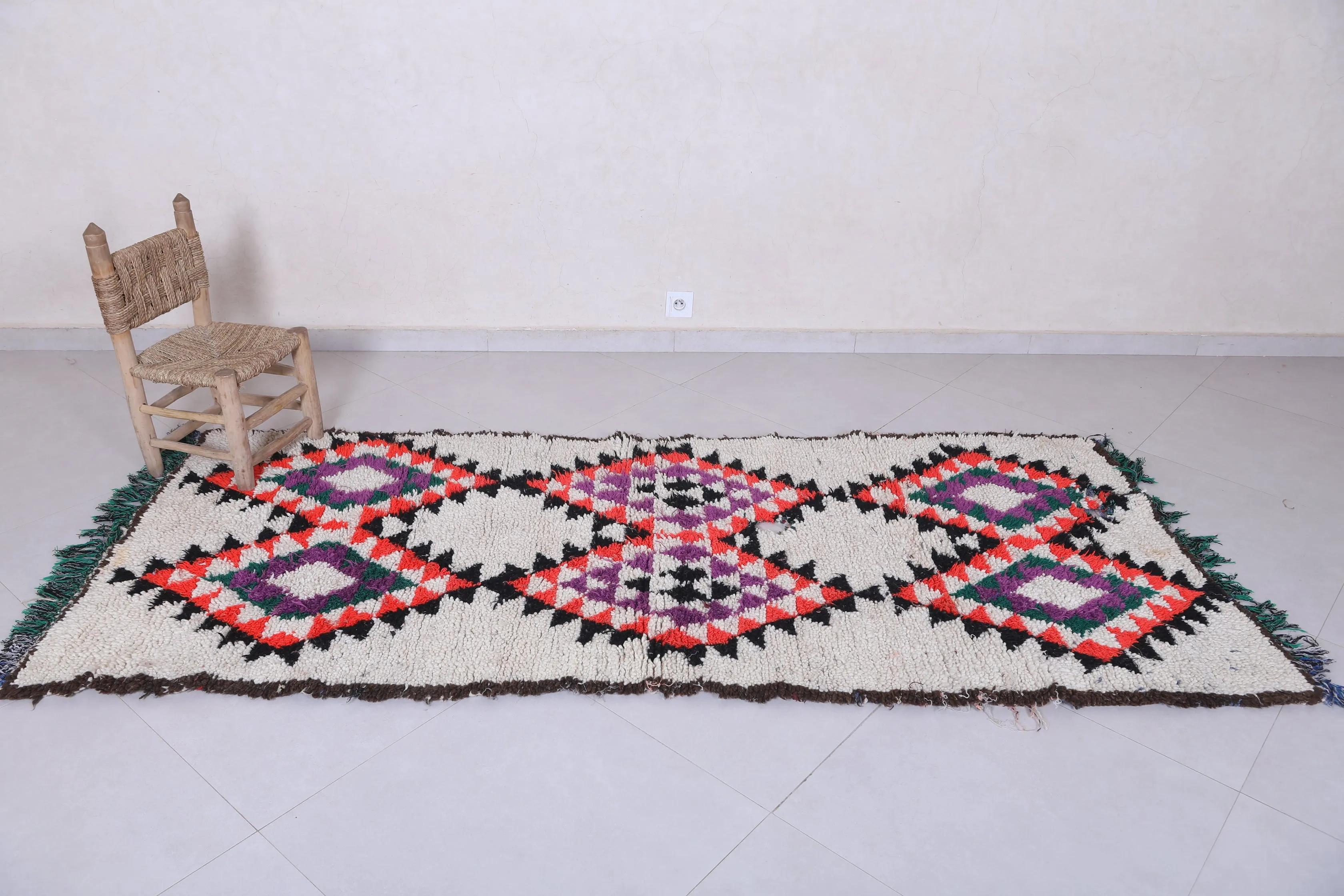 Moroccan Berber Rug - Bold Geometric Design 3.3ft x 8.2ft