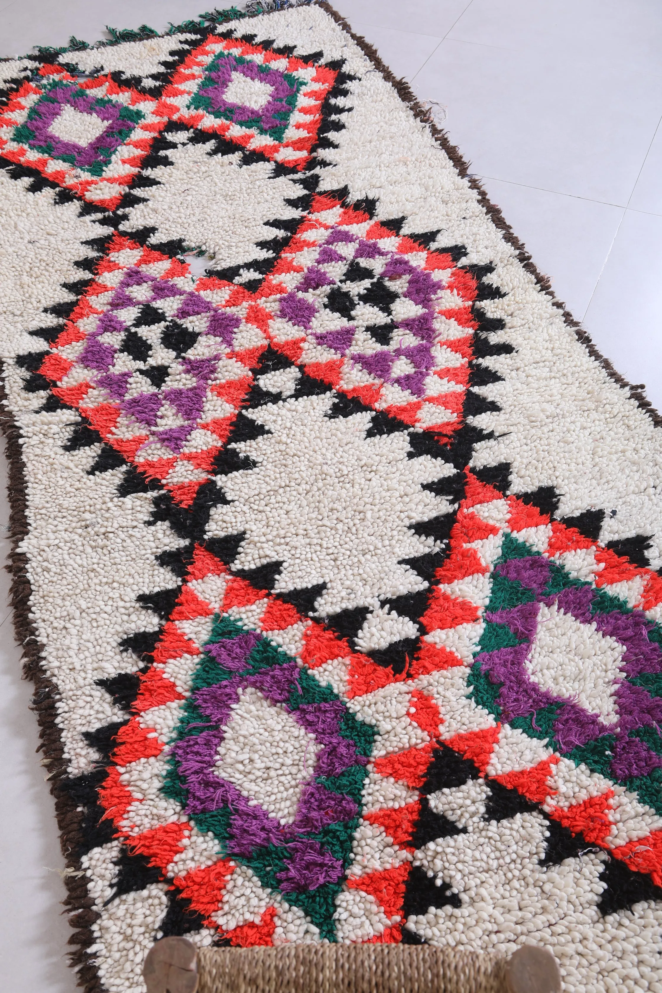 Moroccan Berber Rug - Bold Geometric Design 3.3ft x 8.2ft