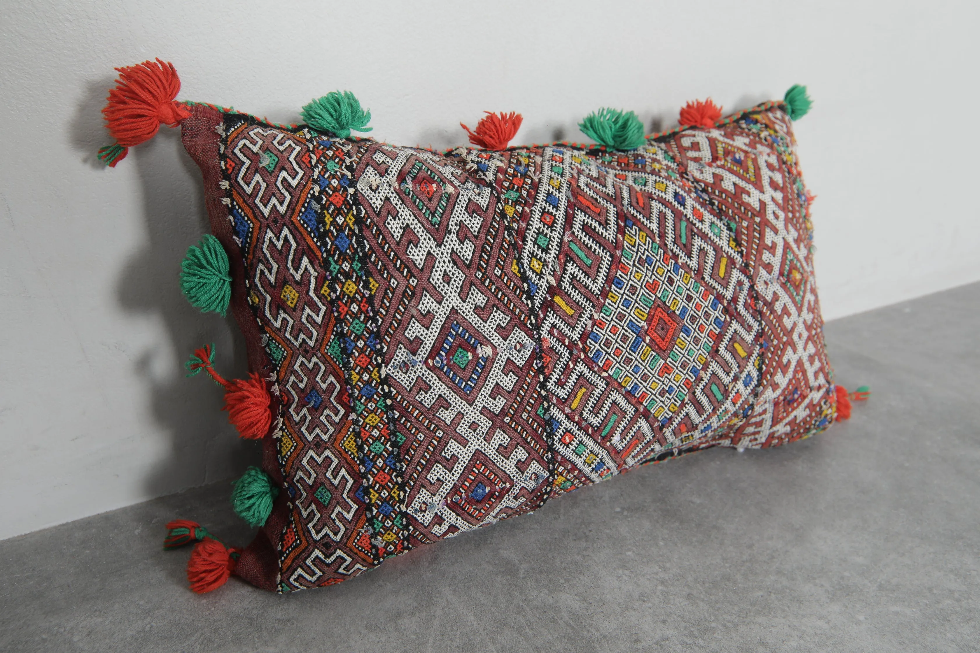 Moroccan Decorative Pillow with Tassels - 15.7 x 25.5 Inches