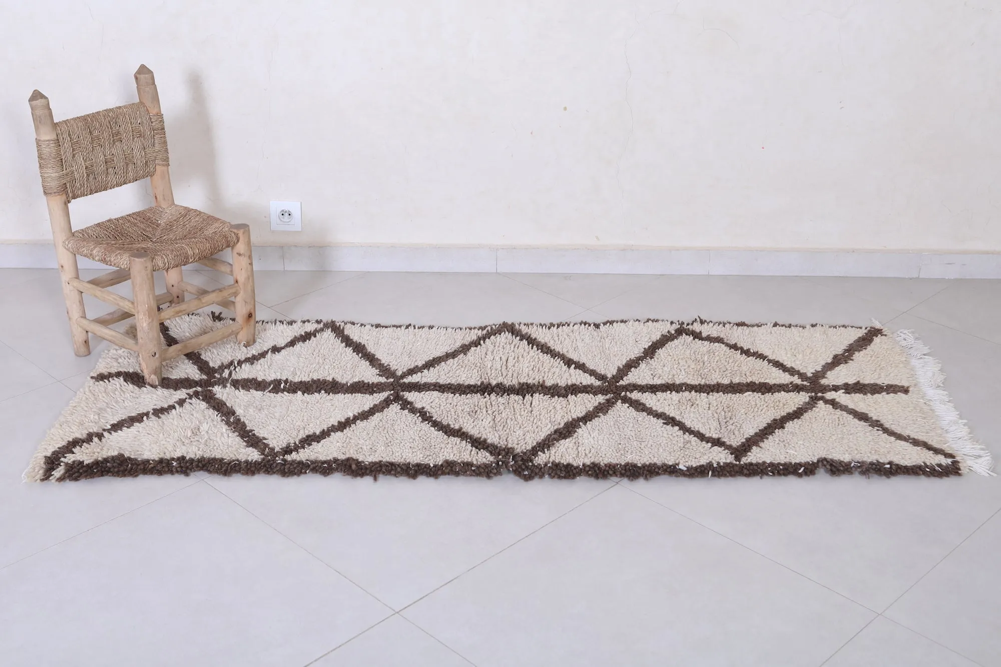 Moroccan Rug - Handwoven 2.1ft x 6.2ft | Minimalist Berber Style