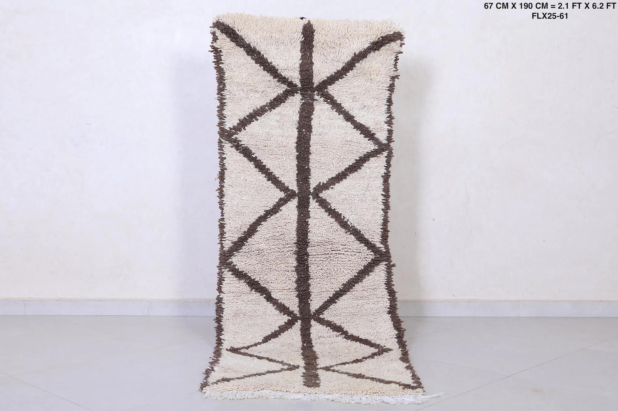 Moroccan Rug - Handwoven 2.1ft x 6.2ft | Minimalist Berber Style