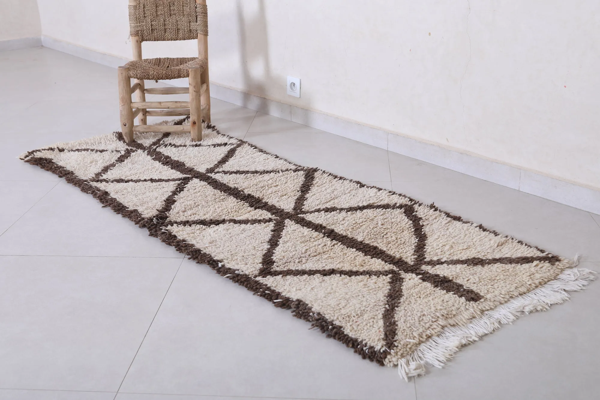 Moroccan Rug - Handwoven 2.1ft x 6.2ft | Minimalist Berber Style