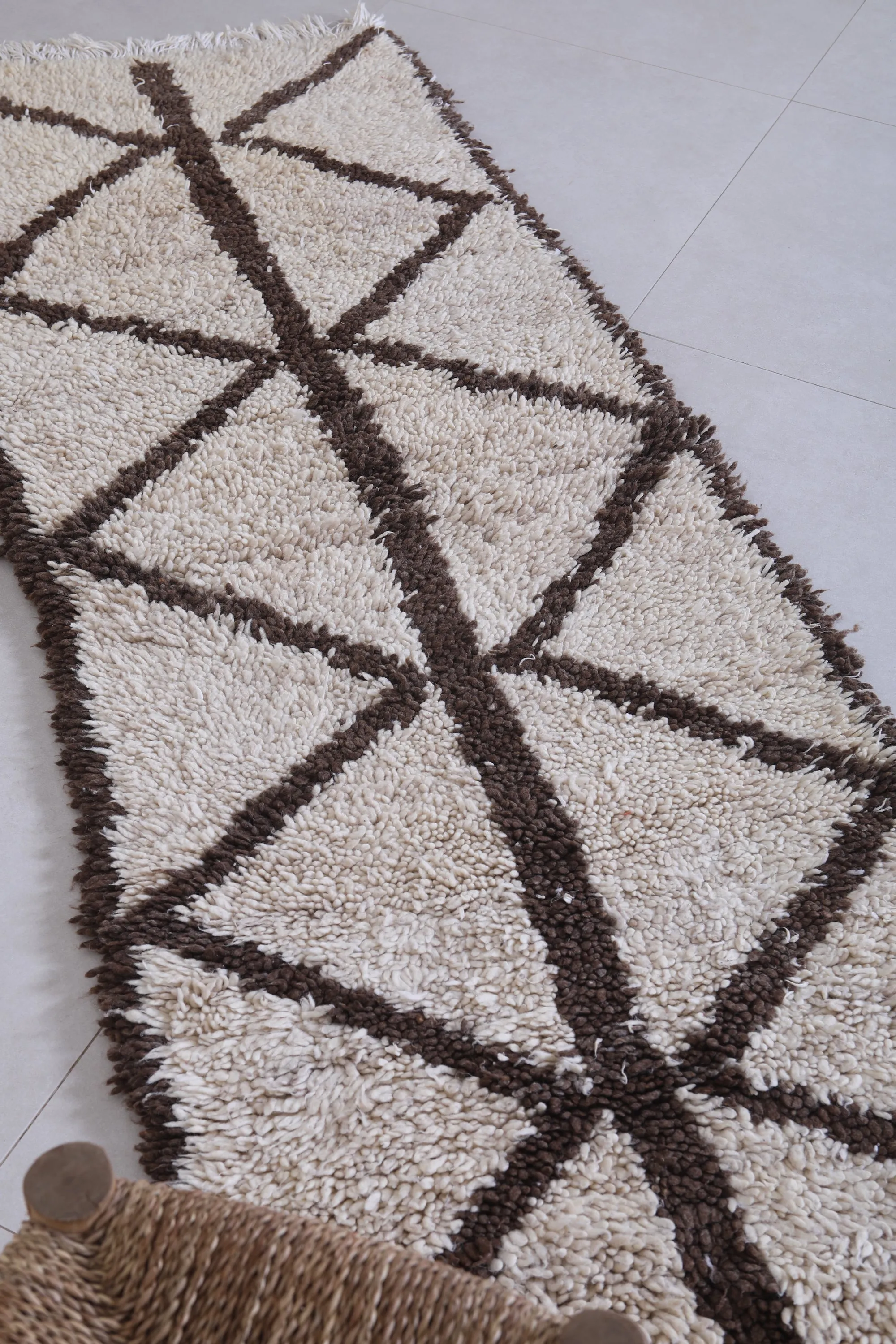 Moroccan Rug - Handwoven 2.1ft x 6.2ft | Minimalist Berber Style