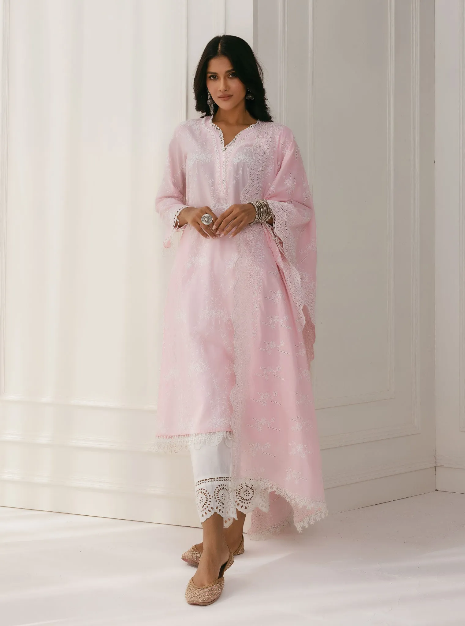 Mulmul Cotton Arki Pink Kurta