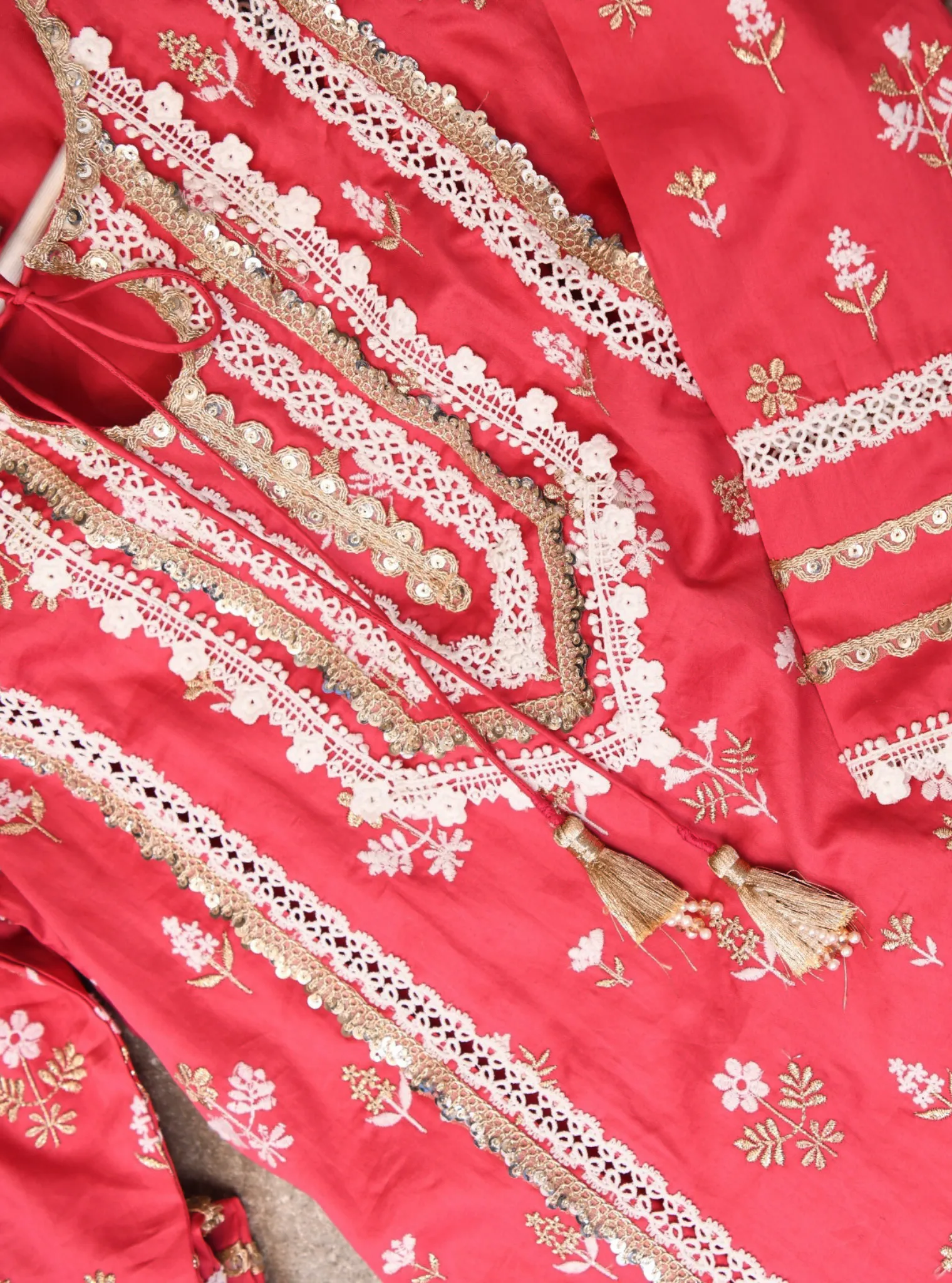 Mulmul Pima Sorrel Fuchsia Kurta With Sorrel Fuchsia Pant