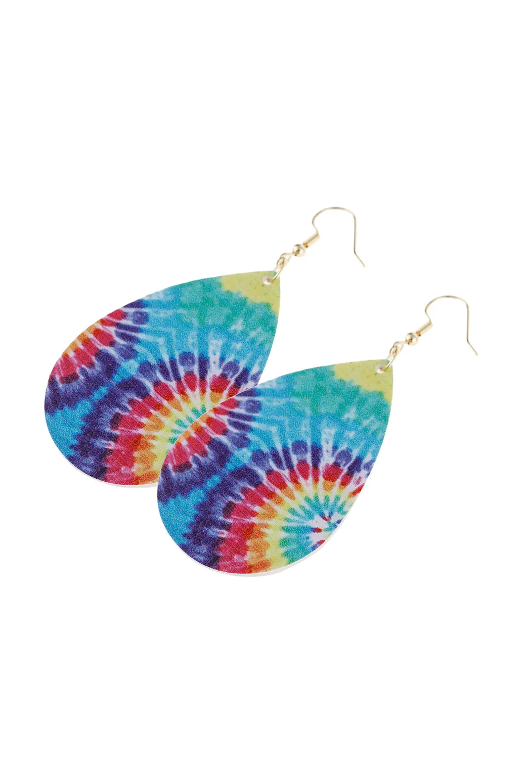 MULTICOLOR ABSTRACT LEATHER PRINTED TEARDROP HOOK EARRINGS