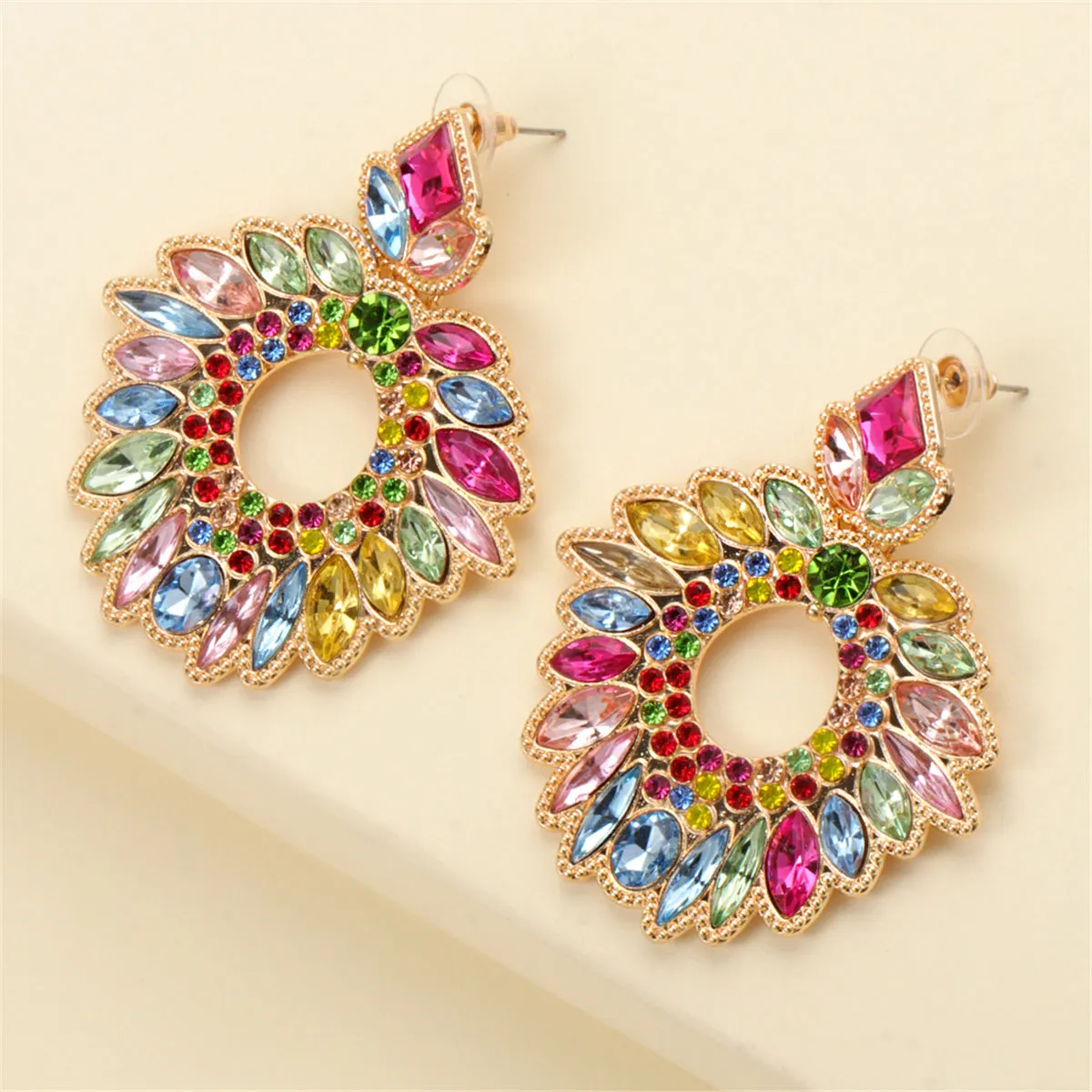 Multicolor Crystal & Cubic Zirconia Geometric Drop Earrings