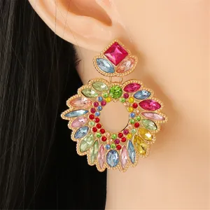 Multicolor Crystal & Cubic Zirconia Geometric Drop Earrings