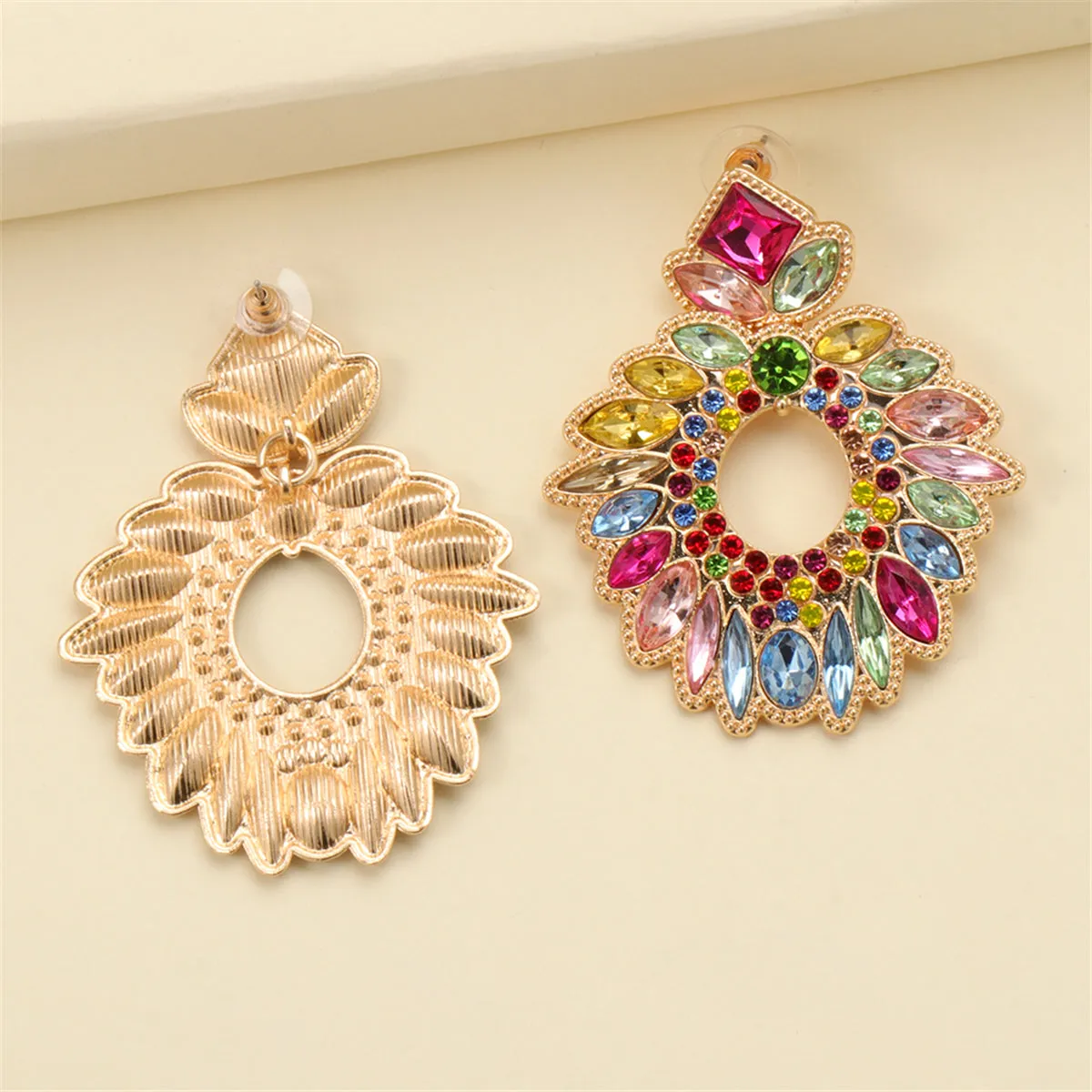 Multicolor Crystal & Cubic Zirconia Geometric Drop Earrings