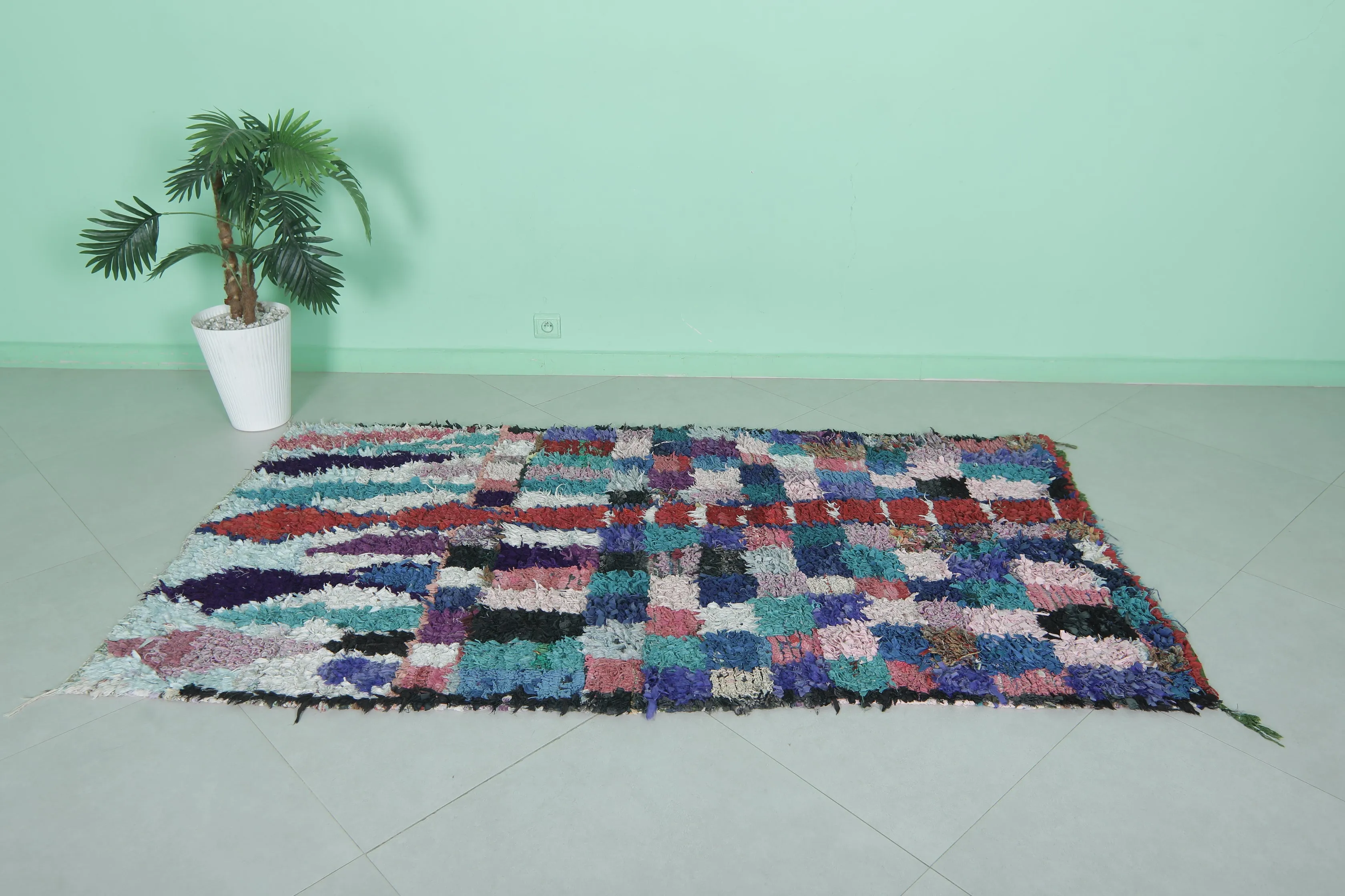 Multicolored Moroccan Rug 3.8 x 6.8 FT - Vibrant Handmade Design