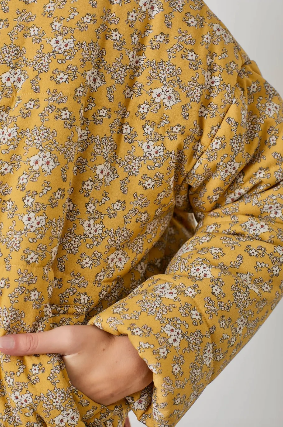 Mustard Floral Puff Jacket