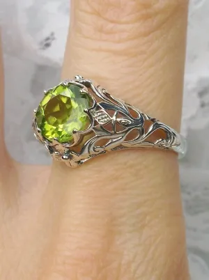 Natural Peridot Ring with Vintage Daisy Filigree Victorian Sterling Jewelry #D66