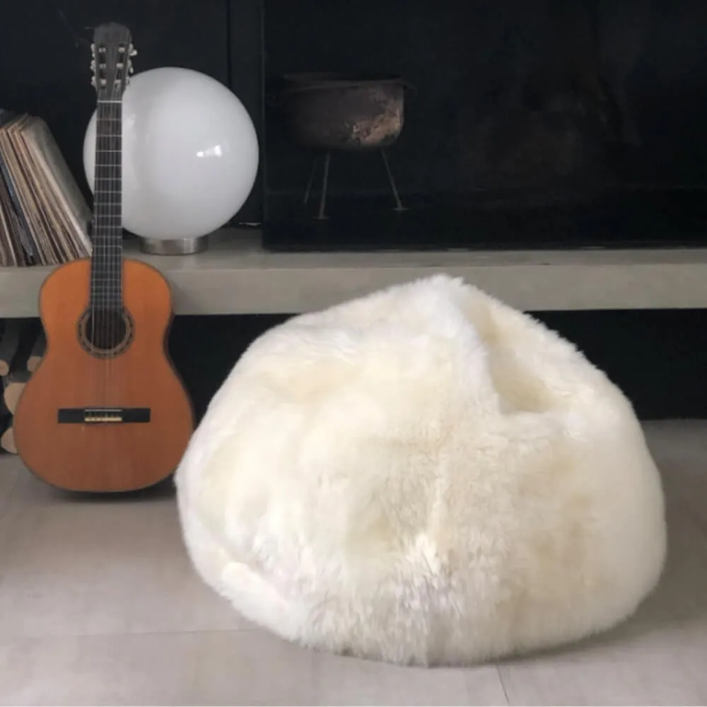 Natural Sheepskin Bean Bag Chair / Natural Ivory
