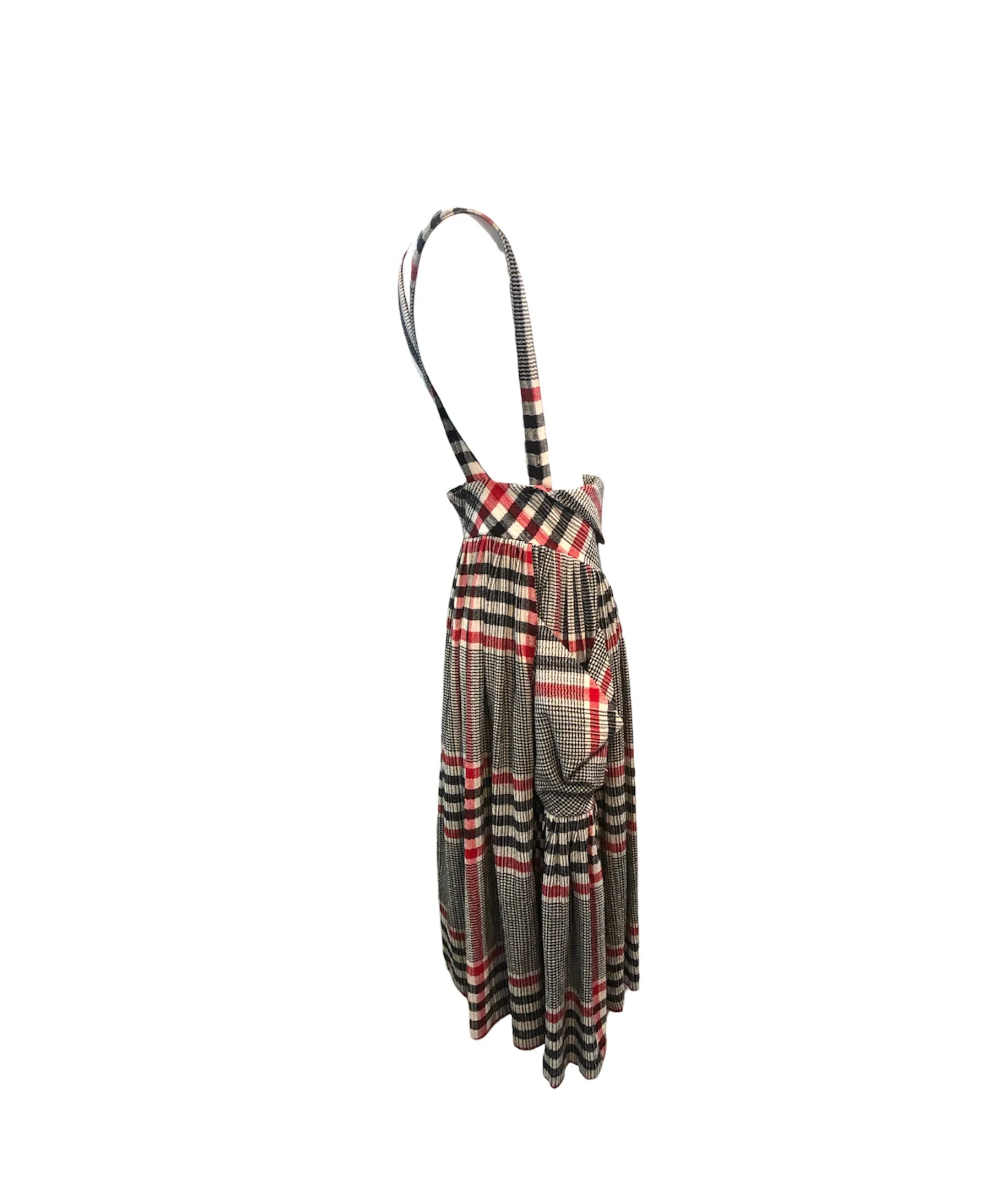 Norma Kamali 80s Wool  Plaid Pinafore Skirt