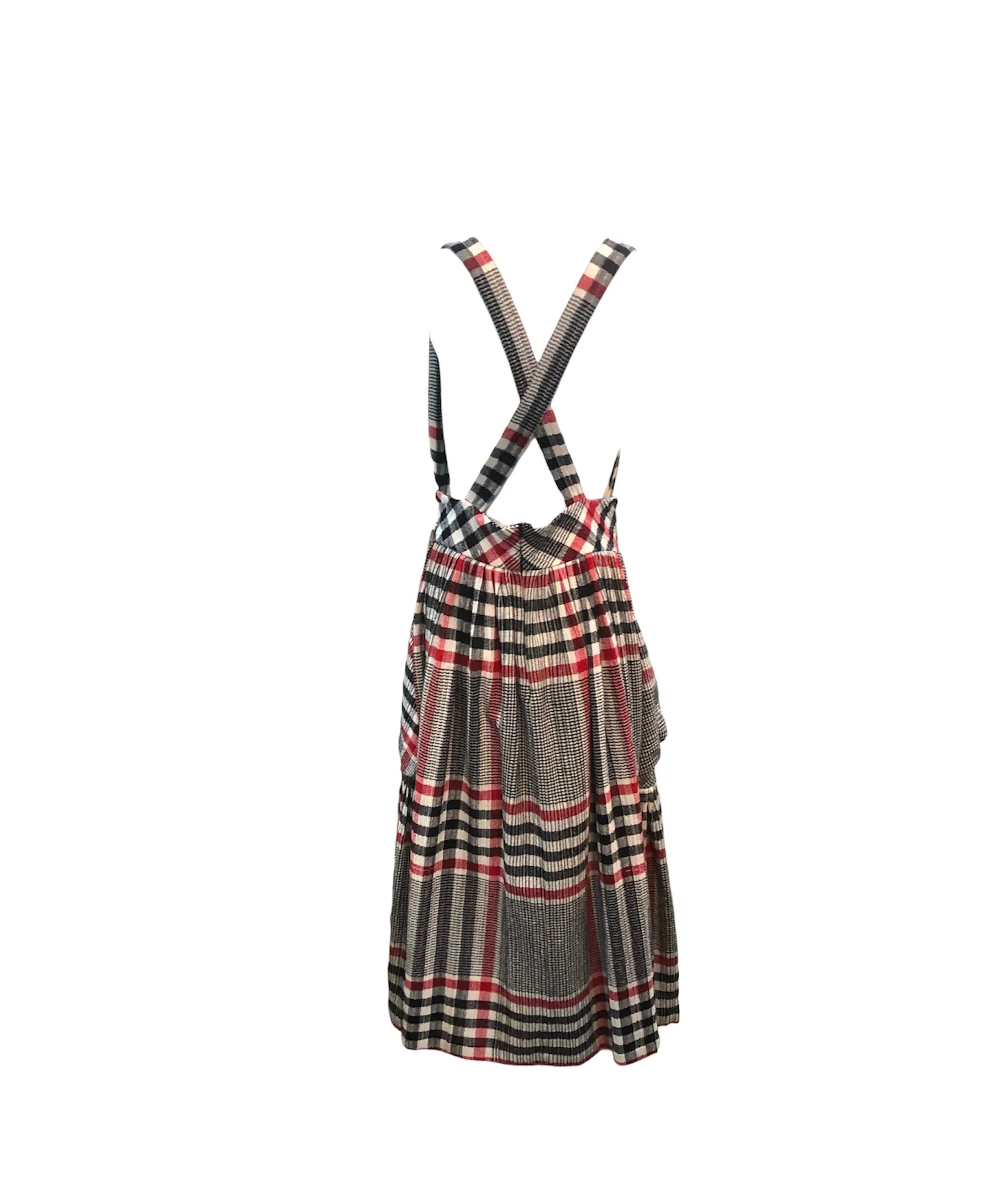Norma Kamali 80s Wool  Plaid Pinafore Skirt