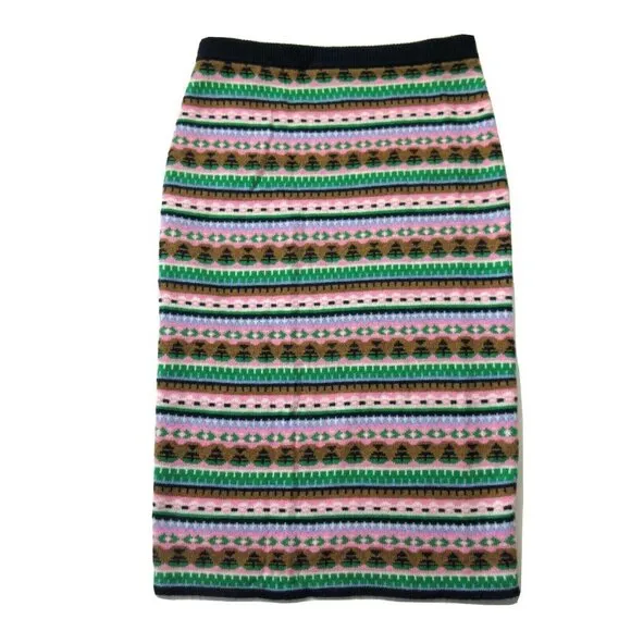 NWT J.Crew Fair Isle Sweater Tube in Navy Teak Pull-on Lambswool Skirt XXS