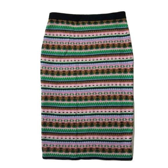 NWT J.Crew Fair Isle Sweater Tube in Navy Teak Pull-on Lambswool Skirt XXS