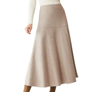 OGL Warm Cozy CashSoft Wool-like Flared Side Zip Maxi Skirt Oatmeal Size XS