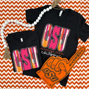 OK STATE 2024: OSU Bold Mixed Pattern (BELLA CANVAS VNECK)
